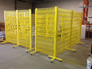 portable safety security barriers in place