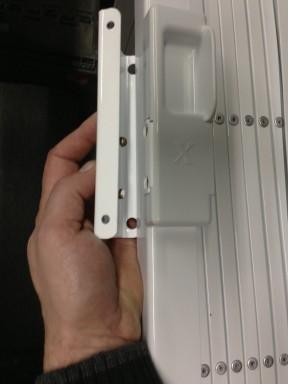 gate slam lock and receiver plate closeup