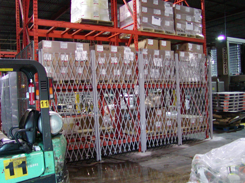 racking security gates in warehouse