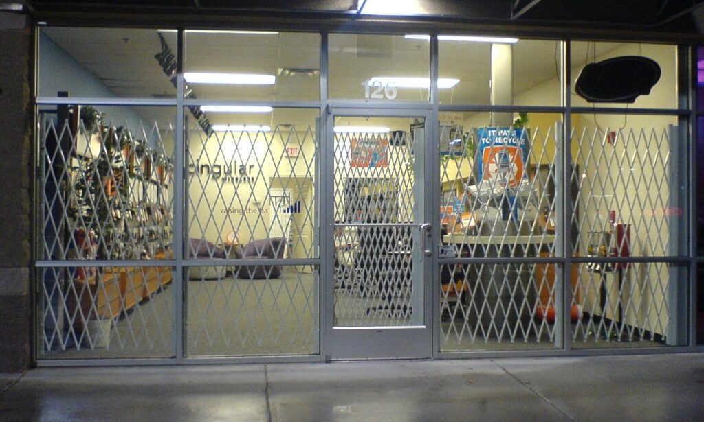 Storefront secured with security gates