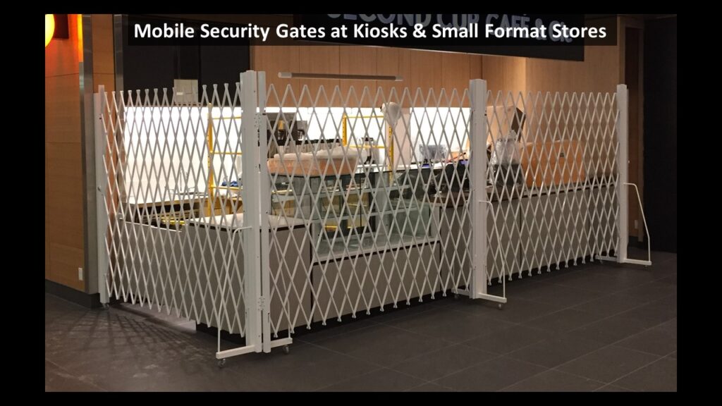Mobile security gates at kiosk